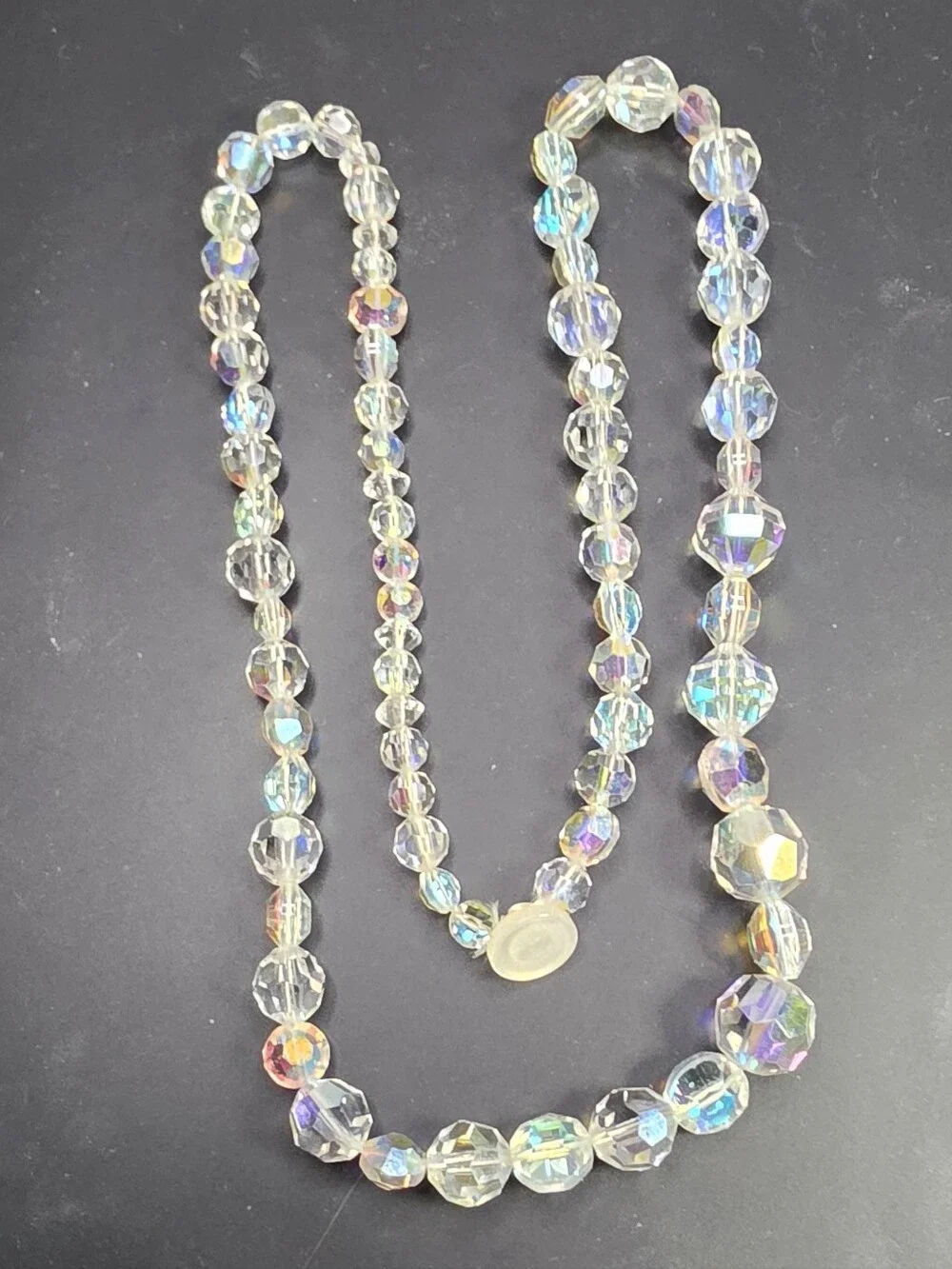 Aurora Crystal Bead Necklace - Iridescent Clear